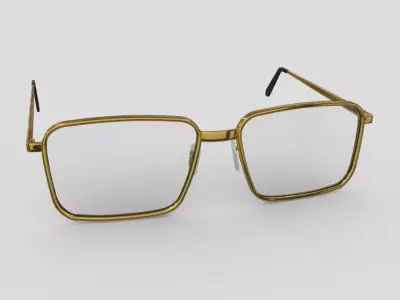 Glasses pair of gold eyeglasses Low-poly 3D model