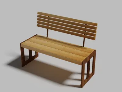 Streetbench wooden bench Low-poly 3D model