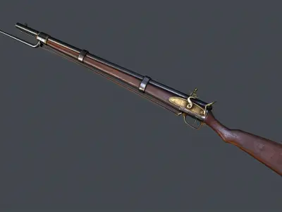 Musket flintlock rifle Low-poly 3D model