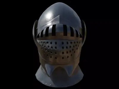 Medieval Knight Helmet Game-Ready PBR 3D Model Low Poly Low-poly 3D model