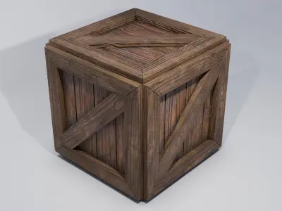 Wooden Box Low-poly 3D model 13