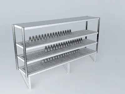 Kit stainless steel shelf with bottles Free 3D model