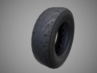 Low poly Tire 02 PBR Game-ready Low-poly 3D model