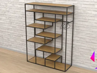 Shelf on the floor with a hanger Free 3D model