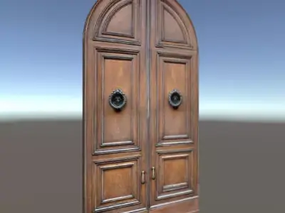 Brown wooden old Door Low-poly 3D model