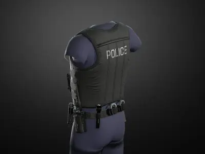 Police duty equipment Low-poly 3D model