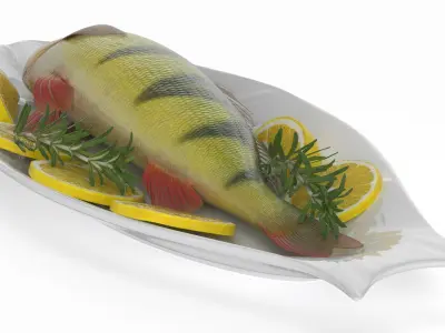 Ceramic Serving Dish with Fish 3D model