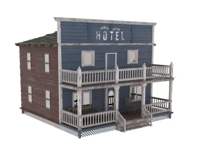 Wild West Hotel Low-poly 3D model