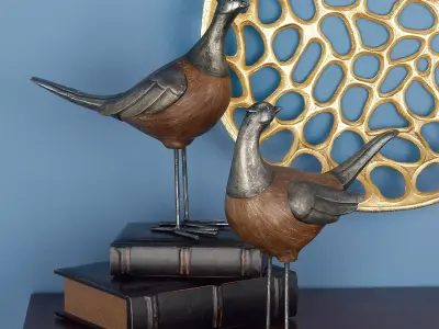 Doughty Polystone Metal Pheasant Figurine Set Low-poly 3D model