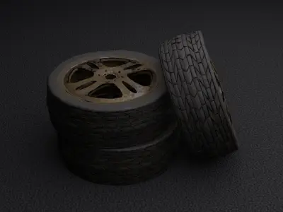 Muddy Tyre Low-poly 3D model