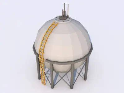 Industrial Storage Tank Low-poly 3D model