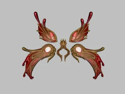 Red Gold Wing Low-poly 3D model