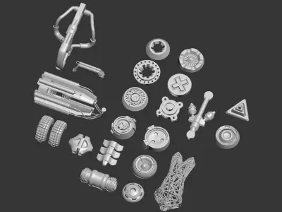 Pack of tech details 3D model