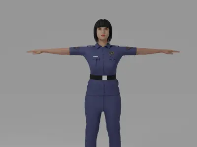 Police Woman Low-poly 3D model