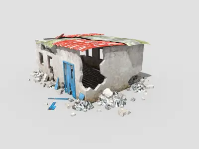destroyed building 5 Low-poly 3D model