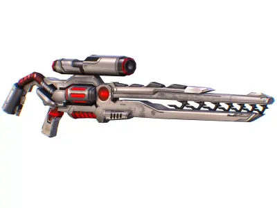 LowPoly Cartoon Sci-Fi Sniper Rifle Future Low-poly 3D model