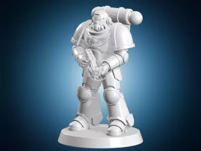 Armored Sci-Fi Infantry Figurine 3D Print Model 3D print model