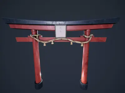 Japanese Gate Red Torii Low poly VR AR Low-poly 3D model