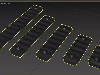 Gun Rail Set 02 Low-poly 3D model