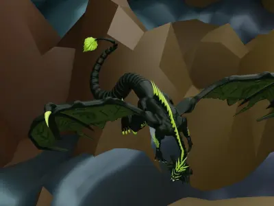 Abyssal Black Dragon Low-poly 3D model