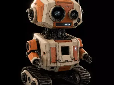 Stylized Sci-Fi Cute Robot Character Game Asset 3D model