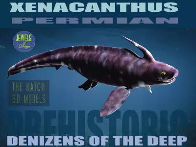 Xenacanthus whale shark Low-poly 3D model