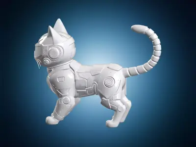 Cyberpunk Cat Figurine 3D print model