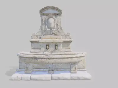 Stone fountain 19th century Low-poly 3D model
