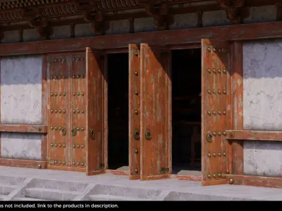 Japanese Modular Temple Low-poly 3D model