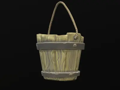 Wooden bucket Free low-poly 3D model purchase