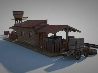 Tucson City Vintage Western Train Station 3D model