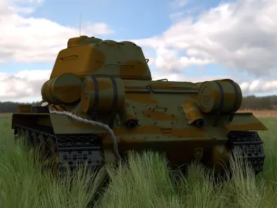 T-34 85 Interior Engine Bay Full HDRI Camo 3D model