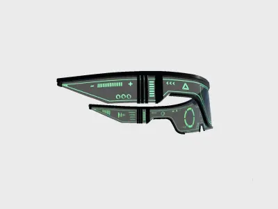 SciFi Glasses Visor 02 Black Green - Character Design Fashion Low-poly 3D model