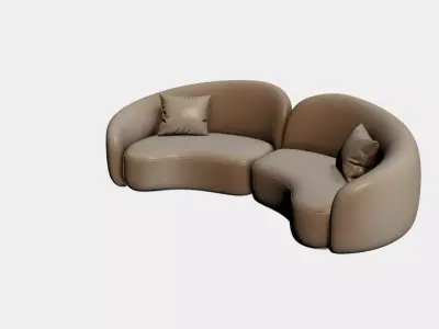 Luxury Curved Sofa Organic Designer Furniture Textures Included Free 3D model 4