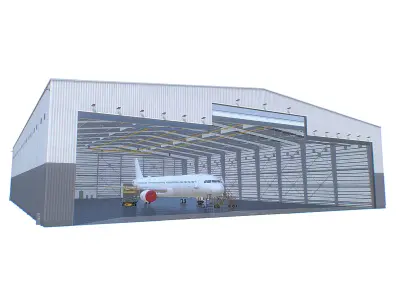 Aircraft Maintenance Hangar Generic White A321 Low-poly 3D model