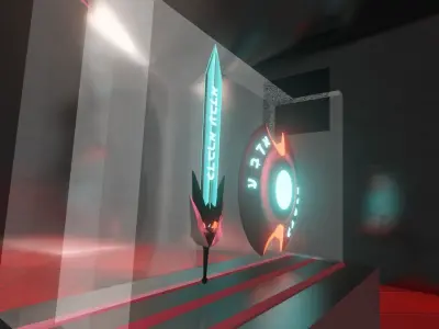 Elder Sword Crown and Shield Low-poly 3D model