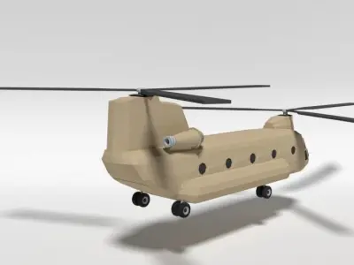 Low Poly Cartoon Boeing CH-47 Chinook Helicopter Low-poly 3D model