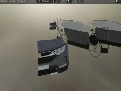 The exterior of a car in 2D Free low-poly 3D model