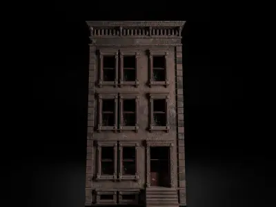 BROOKLYN BROWNSTONE REGULAR OLD BUILDING 001 Low-poly 3D model