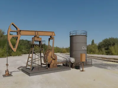Realistic Machine - Oil Pumpjack Low-poly 3D model