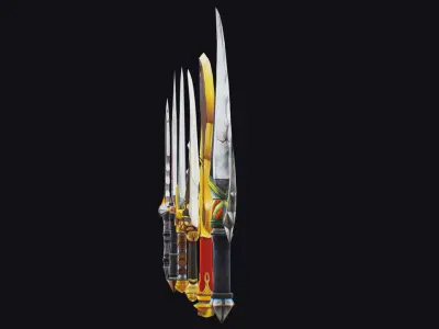 Dual Handed Dagger Edged Weapon Melee Knife Blade Low-poly 3D model