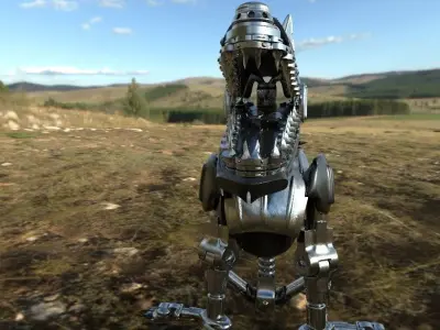 Robot dog PBR 3d Model With Texture Low-poly 3D model
