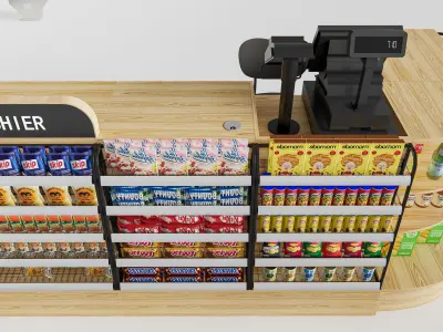 Supermarket Shop Store Elements checkout 7 3D model