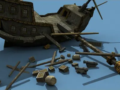 Medieval Sailing Ship 3D model