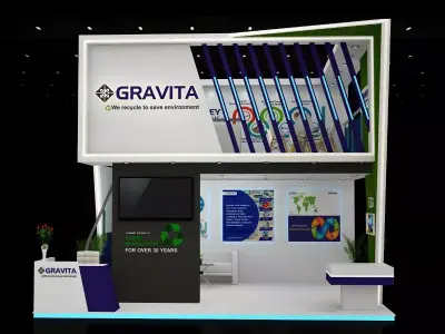 6mtr x 6mtr expo stall 3side open Exhibition Stand Free low-poly 3D model