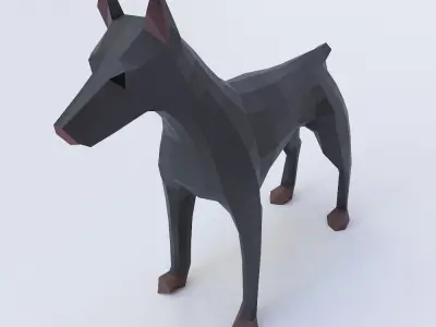 Doberman dog 3d model  Low-poly 3D model