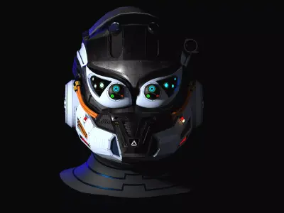 Sci-Fi Helmet concept game ready 3d Model Low-poly 3D model
