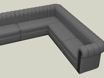 Gray Sofa With Metallic Silver Side and Round Backrest Free 3D model