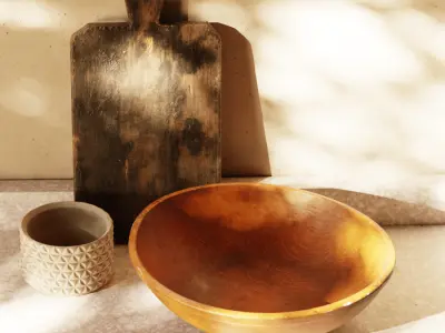  Antique Wooden Bowl Model 
