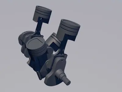Piston Connecting Rod and Crankshaft Low-poly 3D model
